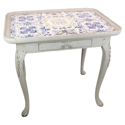 Rococo Grey Painted Tiled Table, 1780s-UY-1816960