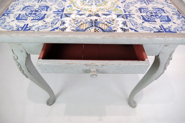 Rococo Grey Painted Tiled Table, 1780s-UY-1816960