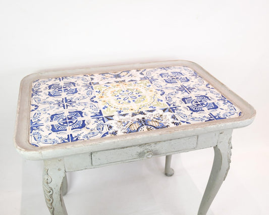 Rococo Grey Painted Tiled Table, 1780s