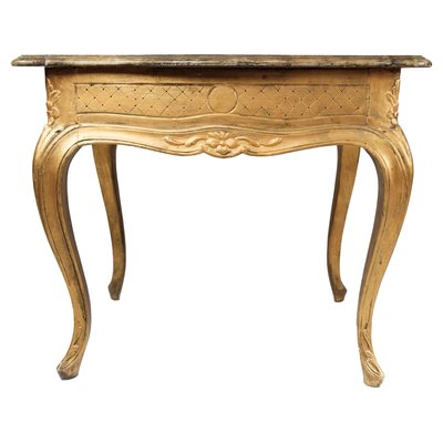 Rococo Revival Side Table with Marble Table Top and Frame of Gilded Wood, 1860s-UY-1005729