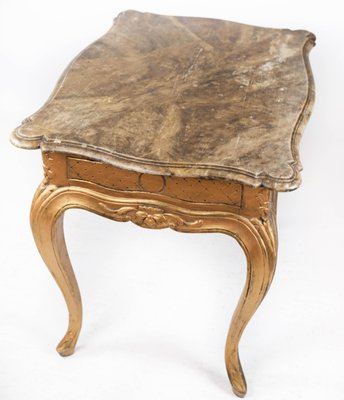 Rococo Revival Side Table with Marble Table Top and Frame of Gilded Wood, 1860s-UY-1005729