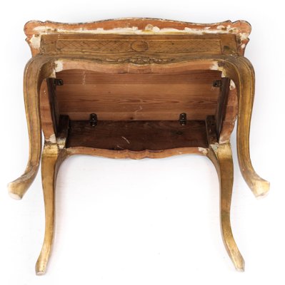 Rococo Revival Side Table with Marble Table Top and Frame of Gilded Wood, 1860s-UY-1005729