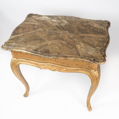 Rococo Revival Side Table with Marble Table Top and Frame of Gilded Wood, 1860s-UY-1005729