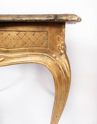 Rococo Revival Side Table with Marble Table Top and Frame of Gilded Wood, 1860s-UY-1005729