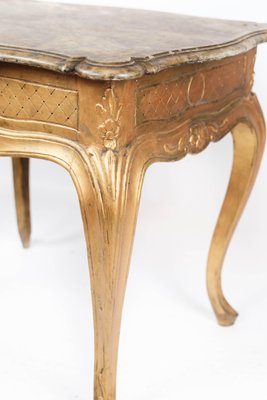 Rococo Revival Side Table with Marble Table Top and Frame of Gilded Wood, 1860s-UY-1005729