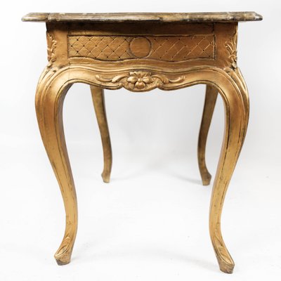 Rococo Revival Side Table with Marble Table Top and Frame of Gilded Wood, 1860s-UY-1005729