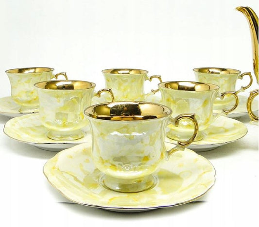 Rococo Style 520 Coffee Service, Ćmielów, Poland, 1960s, Set of 15