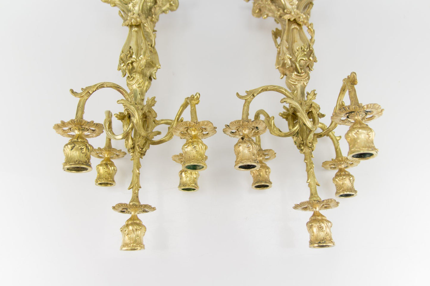 Rococo Style Bronze Candleholders with Dolphins, 1920s, Set of 2