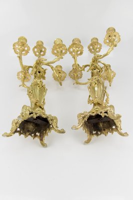 Rococo Style Bronze Candleholders with Dolphins, 1920s, Set of 2-KEG-709418