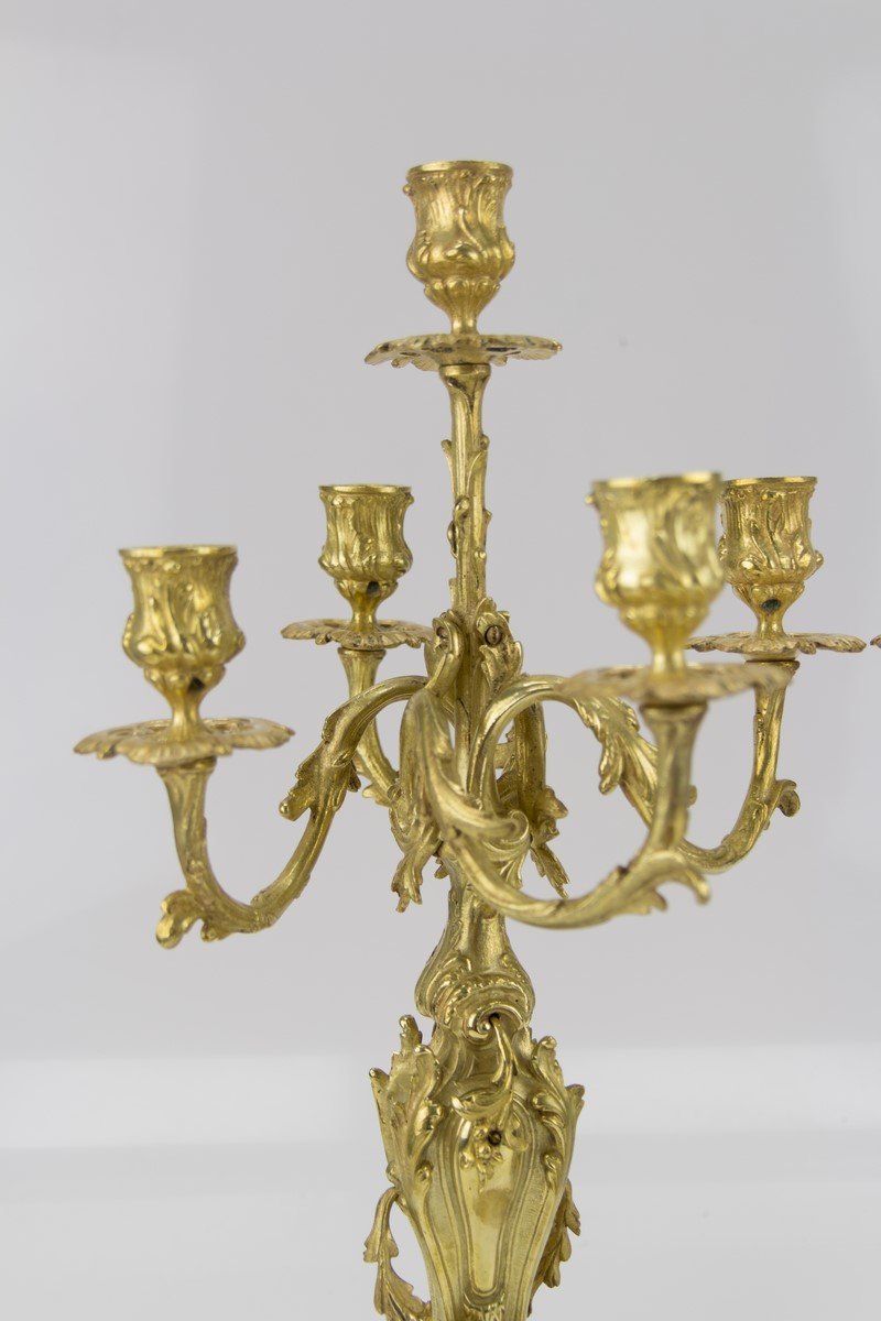 Rococo Style Bronze Candleholders with Dolphins, 1920s, Set of 2