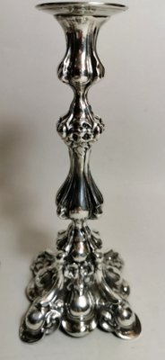 Rococo Style Italian Silver Candleholders, 1950s, Set of 2-QRS-713807