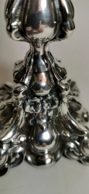 Rococo Style Italian Silver Candleholders, 1950s, Set of 2-QRS-713807