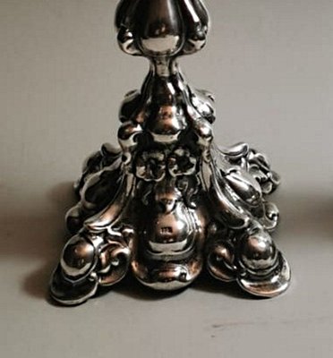 Rococo Style Italian Silver Candleholders, 1950s, Set of 2-QRS-713807