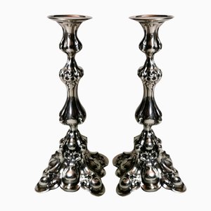 Rococo Style Italian Silver Candleholders, 1950s, Set of 2-QRS-713807