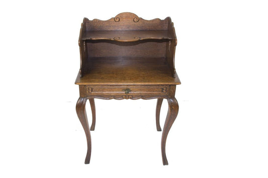 Rococo Style Oak Nightstand or Side Table, 1930s