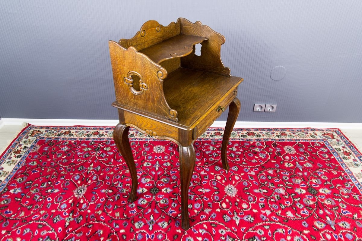 Rococo Style Oak Nightstand or Side Table, 1930s