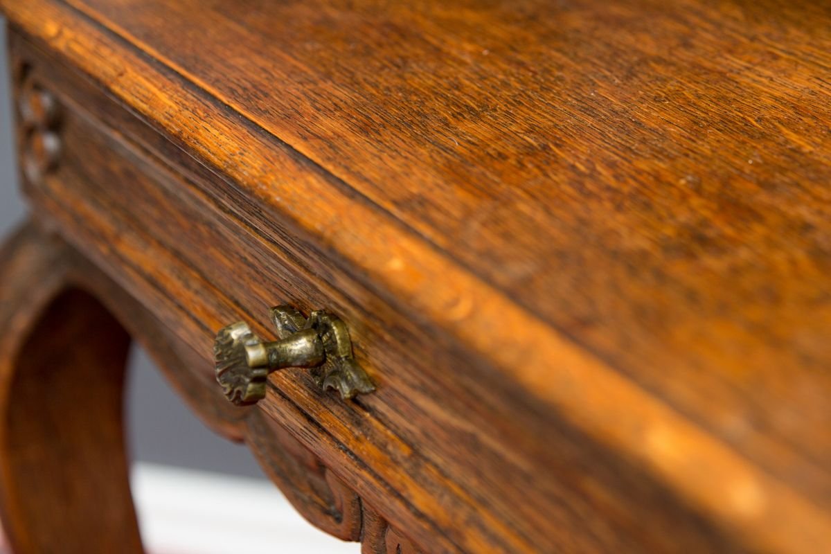 Rococo Style Oak Nightstand or Side Table, 1930s