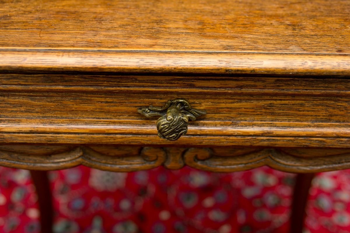 Rococo Style Oak Nightstand or Side Table, 1930s