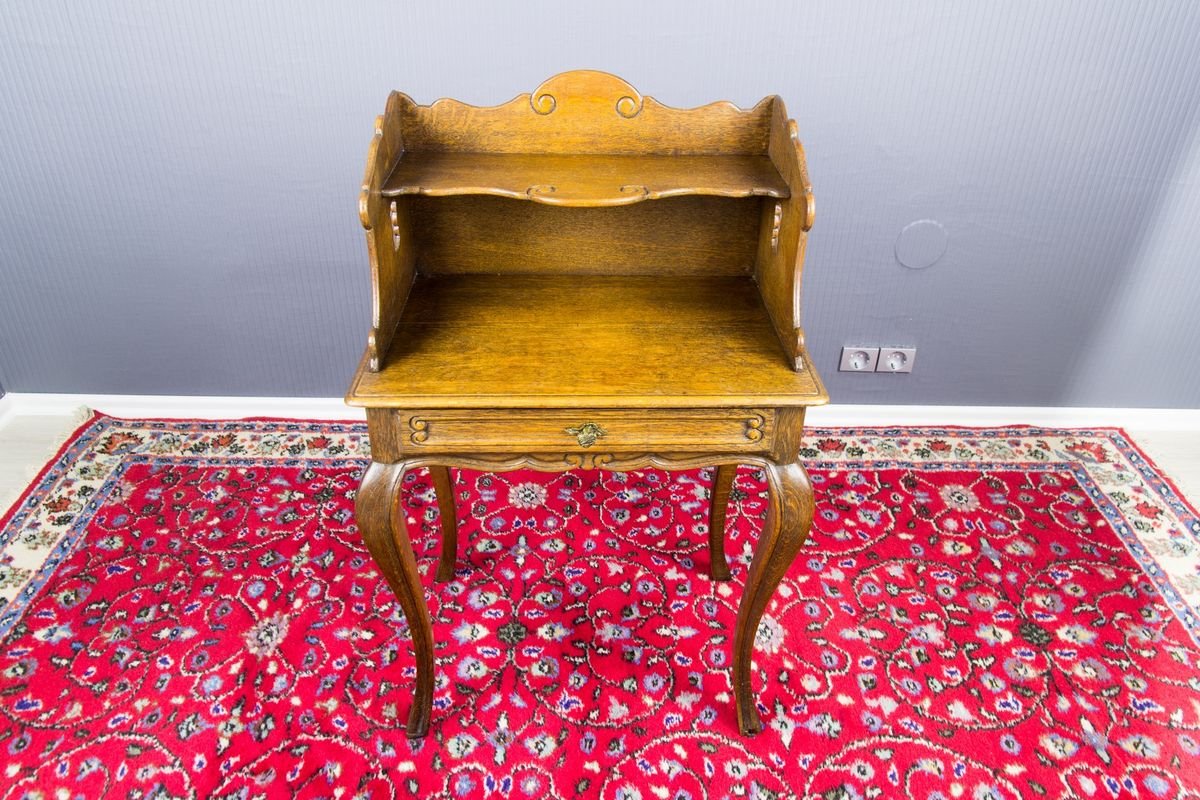 Rococo Style Oak Nightstand or Side Table, 1930s