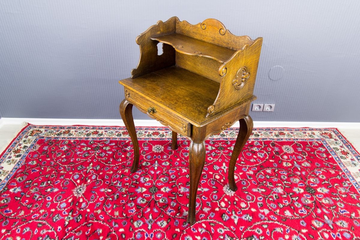 Rococo Style Oak Nightstand or Side Table, 1930s