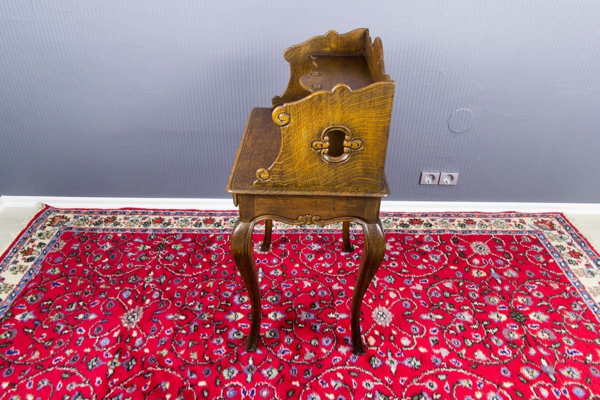 Rococo Style Oak Nightstand or Side Table, 1930s