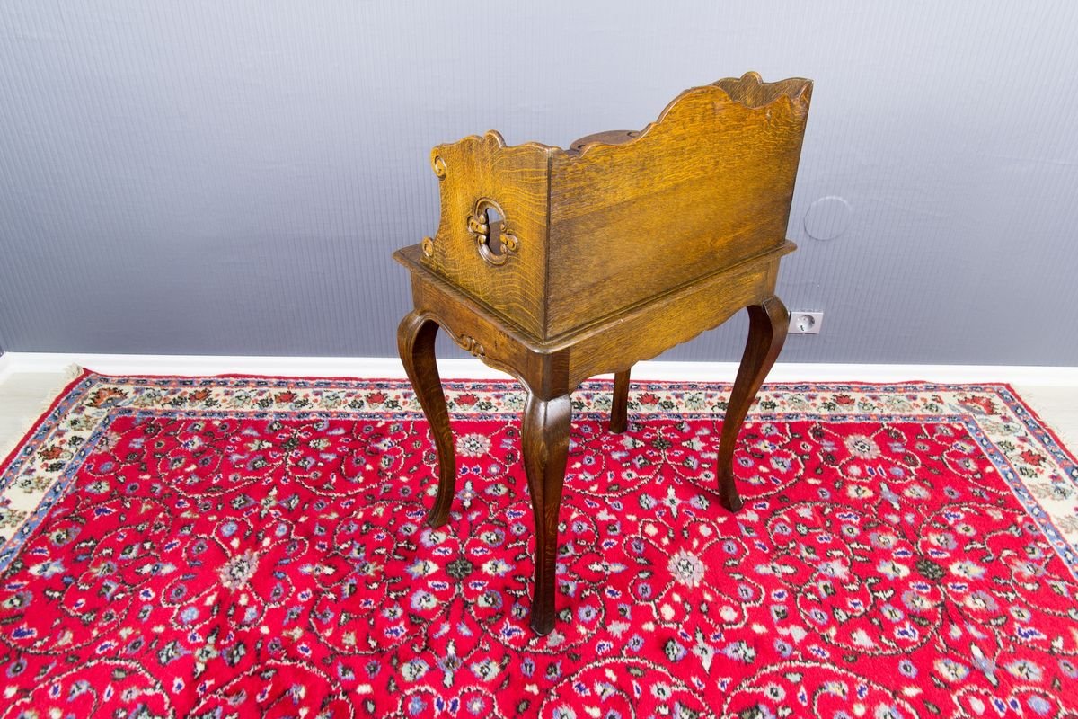 Rococo Style Oak Nightstand or Side Table, 1930s