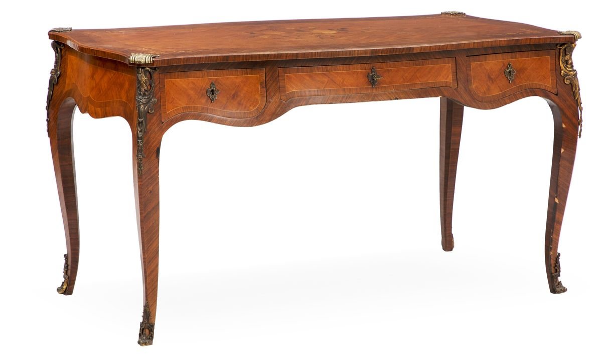 Rococo Style Rosewood & Bronze Desk, 1930s