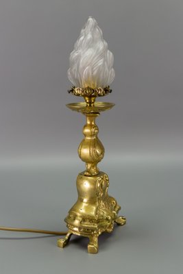 Rococo Style White Frosted Glass and Bronze Table Lamp, 1930s-KEG-946829