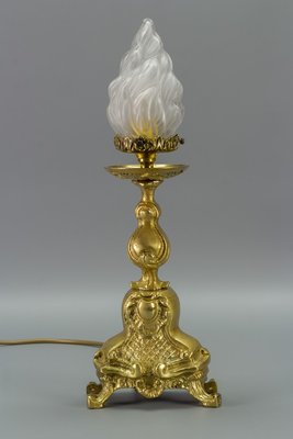 Rococo Style White Frosted Glass and Bronze Table Lamp, 1930s-KEG-946829