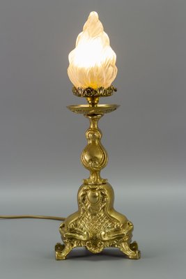 Rococo Style White Frosted Glass and Bronze Table Lamp, 1930s-KEG-946829