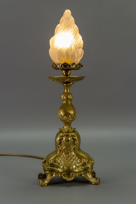 Rococo Style White Frosted Glass and Bronze Table Lamp, 1930s-KEG-946829