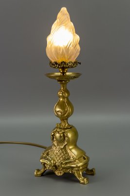 Rococo Style White Frosted Glass and Bronze Table Lamp, 1930s-KEG-946829