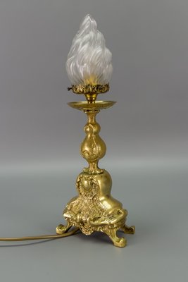 Rococo Style White Frosted Glass and Bronze Table Lamp, 1930s-KEG-946829