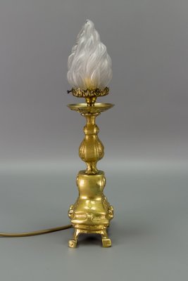 Rococo Style White Frosted Glass and Bronze Table Lamp, 1930s-KEG-946829