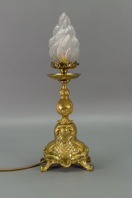 Rococo Style White Frosted Glass and Bronze Table Lamp, 1930s-KEG-946829