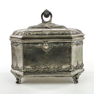 Rococo Sugar Bowl in Plated Brass from Norblin, Warsaw, Poland, 1900s