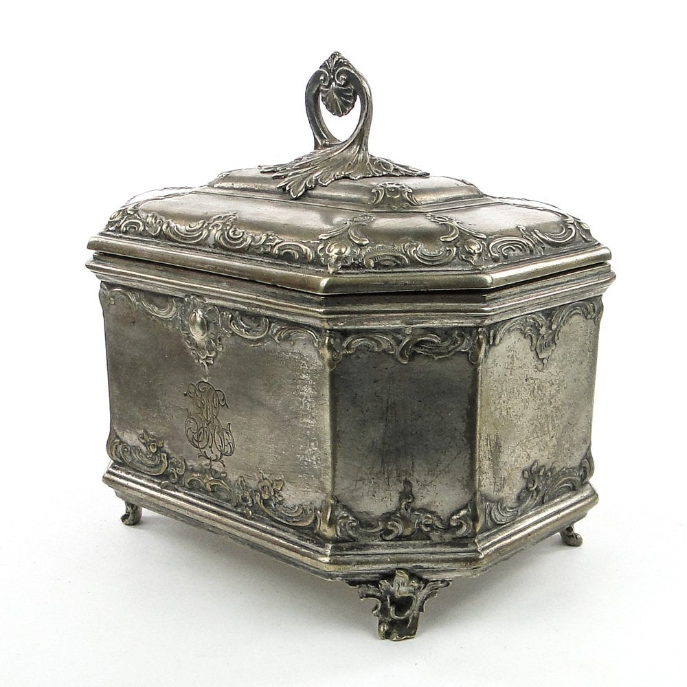 Rococo Sugar Bowl in Plated Brass from Norblin, Warsaw, Poland, 1900s