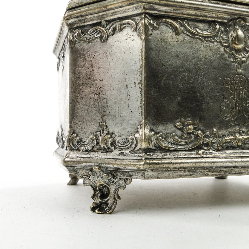 Rococo Sugar Bowl in Plated Brass from Norblin, Warsaw, Poland, 1900s