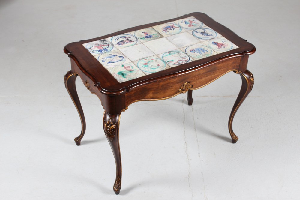 Rococo Tile Top Side Table by Herman A. Kähler, 1930s