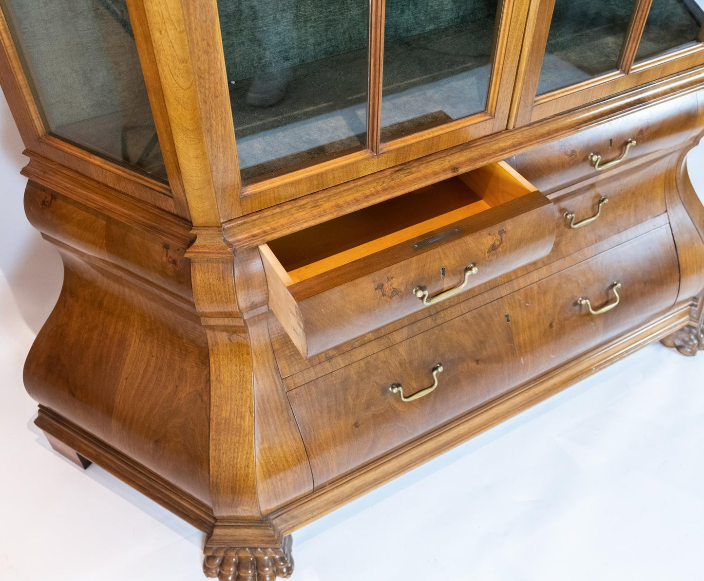 Rococo Walnut and Glass Cabinet, 1910