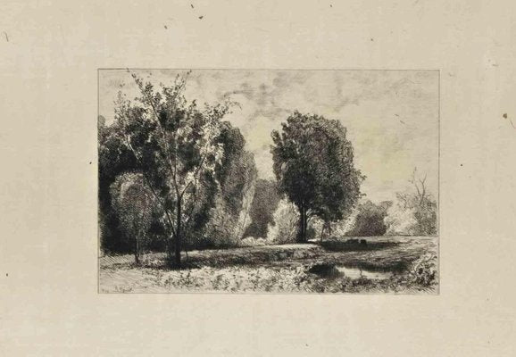 Rodolphe Piguet, Landscape, Original Etching, 1875-ZCI-1384927