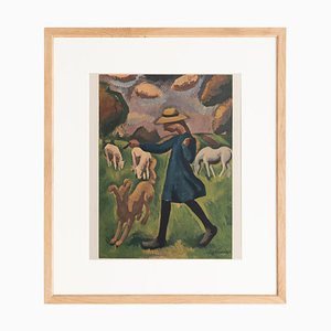 Roger de la Fresnaye, La Gardeuse de Moutons, 1968, Lithograph, Framed-WM-1373947