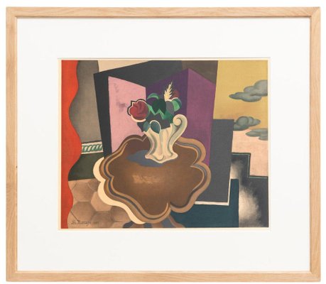 Roger de la Fresnaye, La Table Louis-Philippe, 1960s, Color Lithograph, Framed-WM-1315937