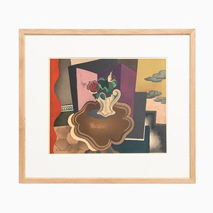 Roger de la Fresnaye, La Table Louis-Philippe, 1960s, Color Lithograph, Framed-WM-1315937