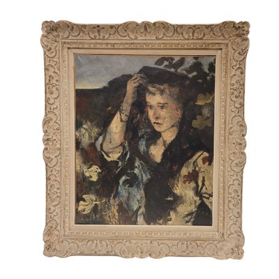 Roland Oudot, Female Portrait, 1930s, Oil on Canvas, Framed-NUC-2042894