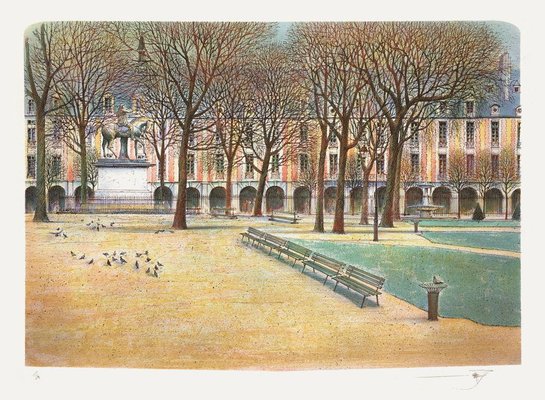 Rolf Rafflewski, Paris - Place des Vosges III, 1975, Lithograph on Arches Paper-FMZ-1105068