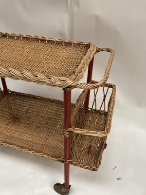 Roller Table in Rattan and Pique Leather Sellier by Jacques Adnet, 1950s-VRR-1719310