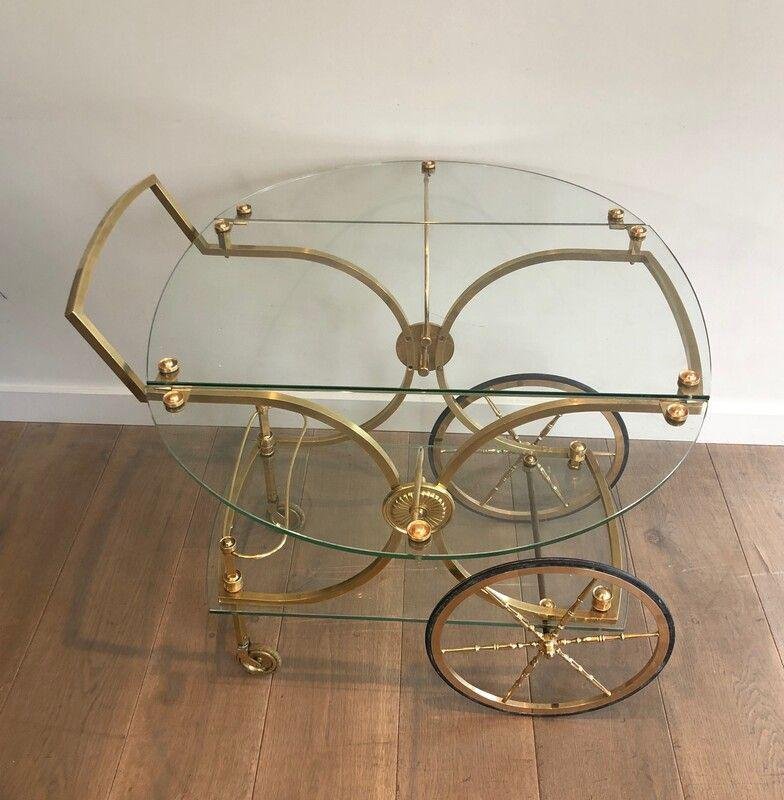 Rolling Table in Brass & Glass from Maison Baguès