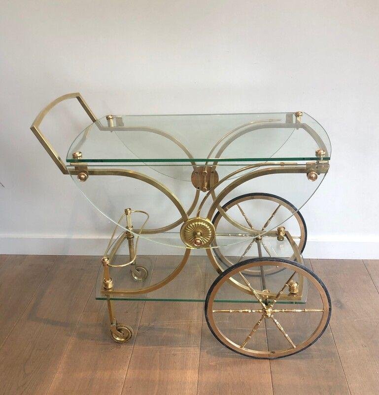 Rolling Table in Brass & Glass from Maison Baguès