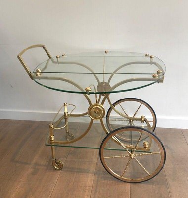 Rolling Table in Brass & Glass from Maison Baguès-BA-1365504